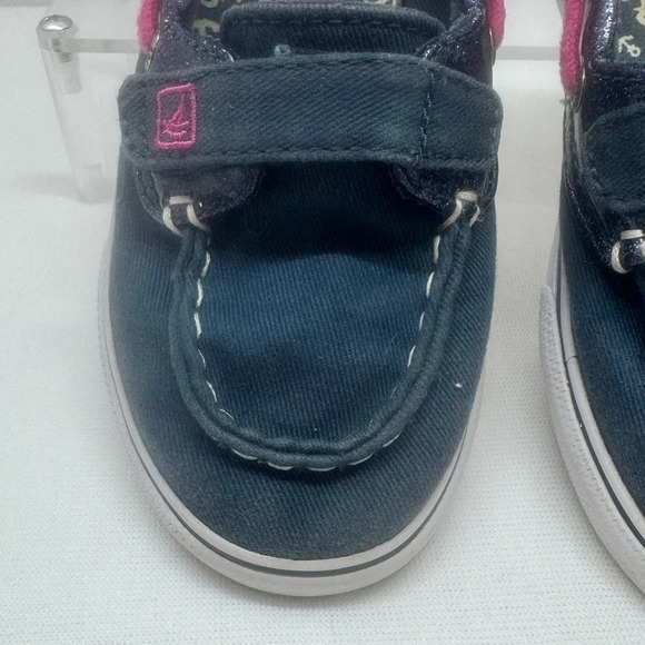 Sperry Loafers Girls size 11M Navy, Glitter and Pink - Picture 2 of 7